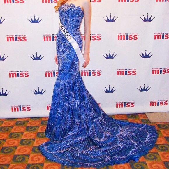 Blue Pageant Dress, Stephen Yearick Couture - Picture 3 of 9
